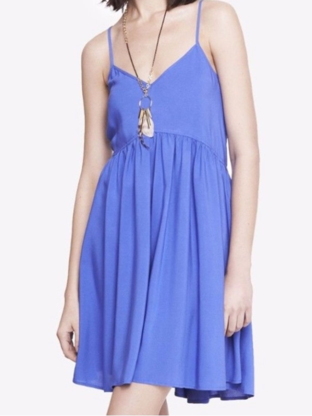 NWT EXPRESS periwinkle blue strappy babydoll mini dress size large